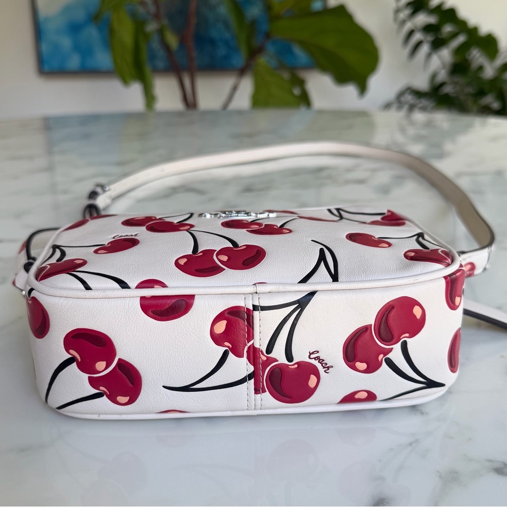 Coach Mini Jamie Camera Bag With Cherry Print Crossbody Chalk Leather CAB04 - Picture 4 of 16